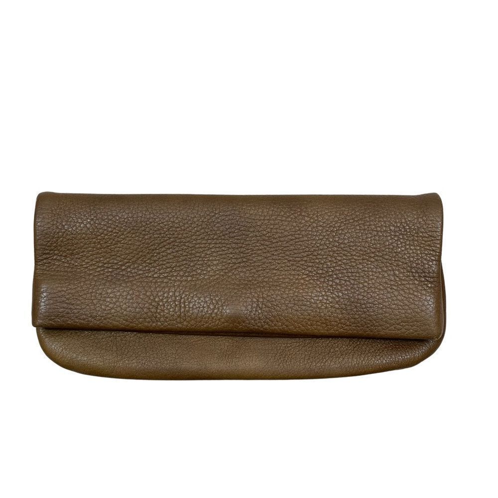 Vintage Genuine Leather Fold Over Clutch Bag Purse Light Brown